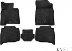 Коврики KVEST 3D для салона Toyota Land Cruiser 200 рестайлинг 2015-2021 Черный, серый кант