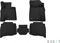 Коврики KVEST 3D для салона Toyota Land Cruiser 200 рестайлинг 2015-2021 Черный, черный кант